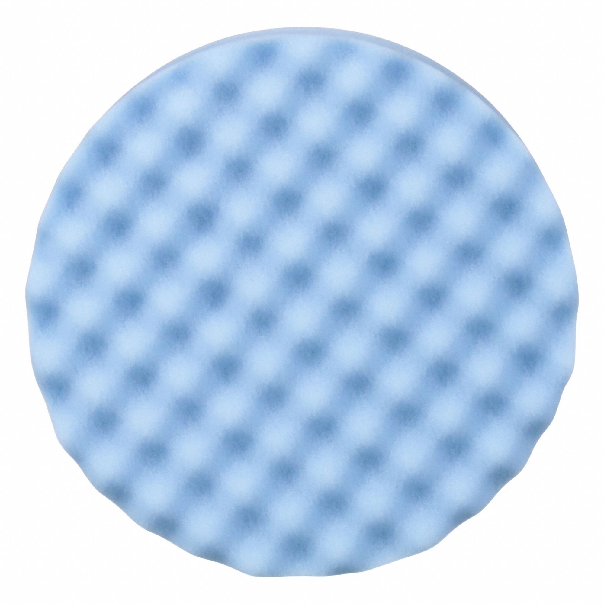 Polishing Pad w/Waffle Face: Pad, Hook-and-Loop, Foam, 8 in Outside Dia, Blue, 2 in Thick, Waffle