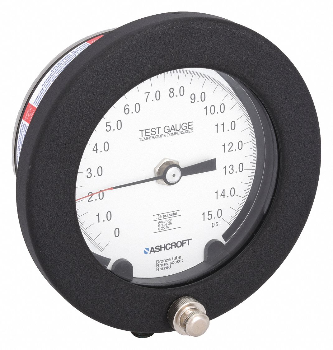 PRESSURE GAUGE,TEST,4 1/2 IN,15 PSI