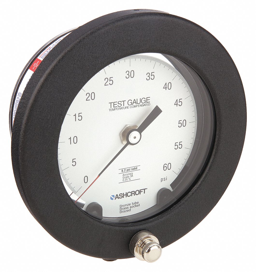 PRESSURE GAUGE,0 TO 60 PSI,4-1/2IN,1/4IN