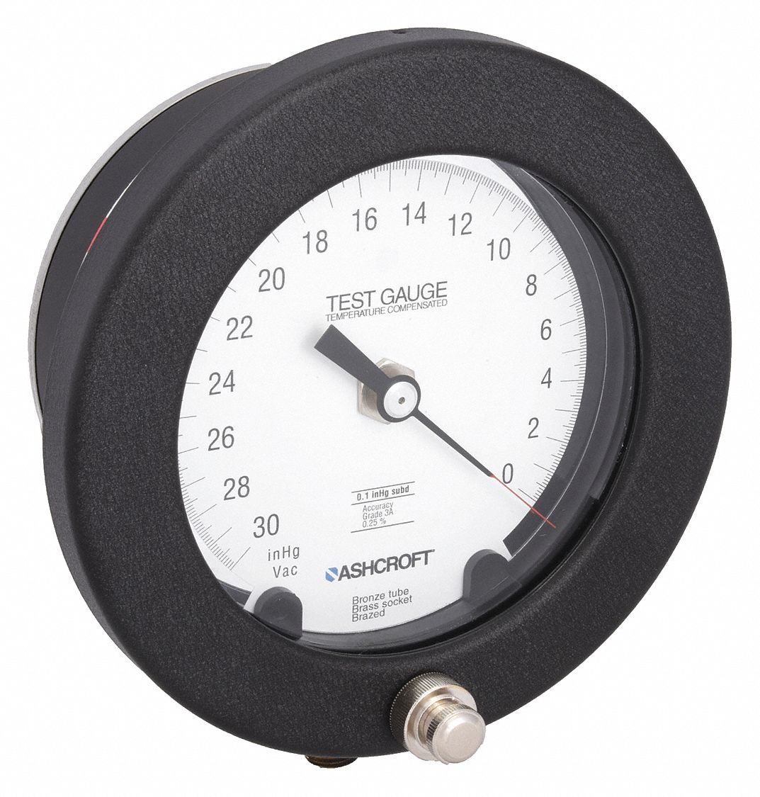 VACUUM GAUGE,TEST,4 1/2 IN,30 IN HG