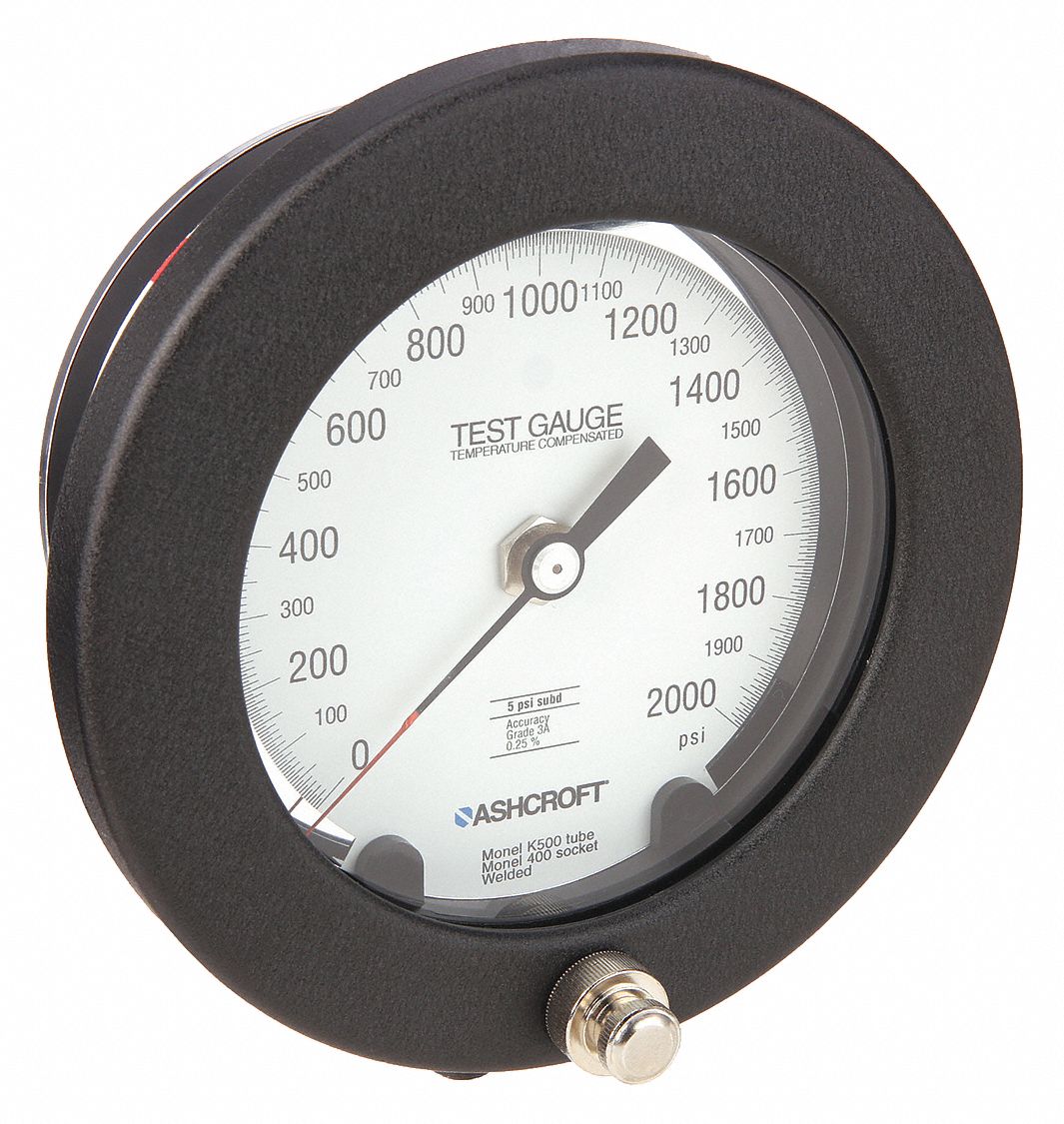ASHCROFT, Test Pressure Gauge, 0 to 2,000 psi, Test Pressure Gauge