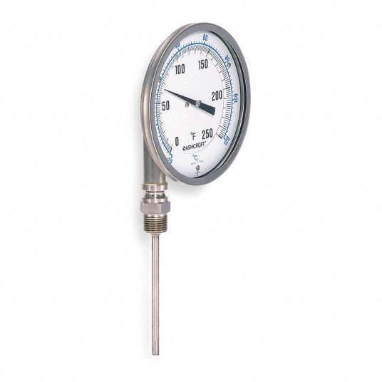 Analog Dial Thermometer, Stem Length 4 in Grainger