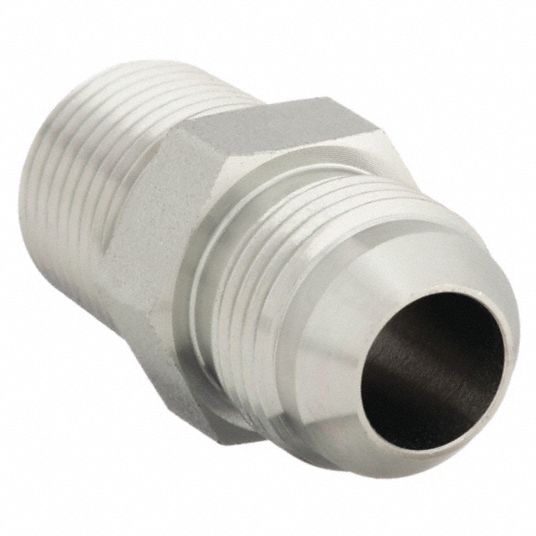 Hydraulic Hose Adapter: 1 in x 3/4 in Fitting Size, Male x Male, NPT x JIC,  Rigid, Straight