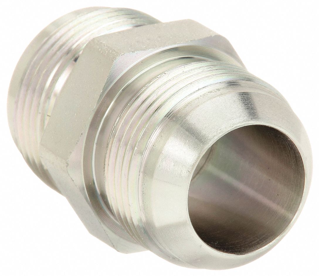 Hydraulic Hose Adapter: 1 in x 1 in Fitting Size, Male x Male, JIC x JIC, Rigid, Straight