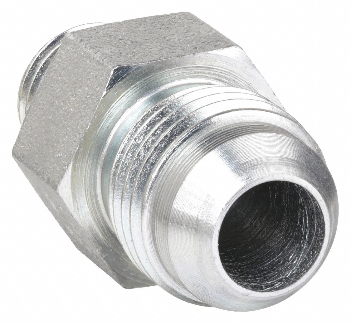 Hydraulic Hose Adapter: 3/4 in x 3/4 in Fitting Size, Male x Male, ORB x JIC, Rigid, Straight