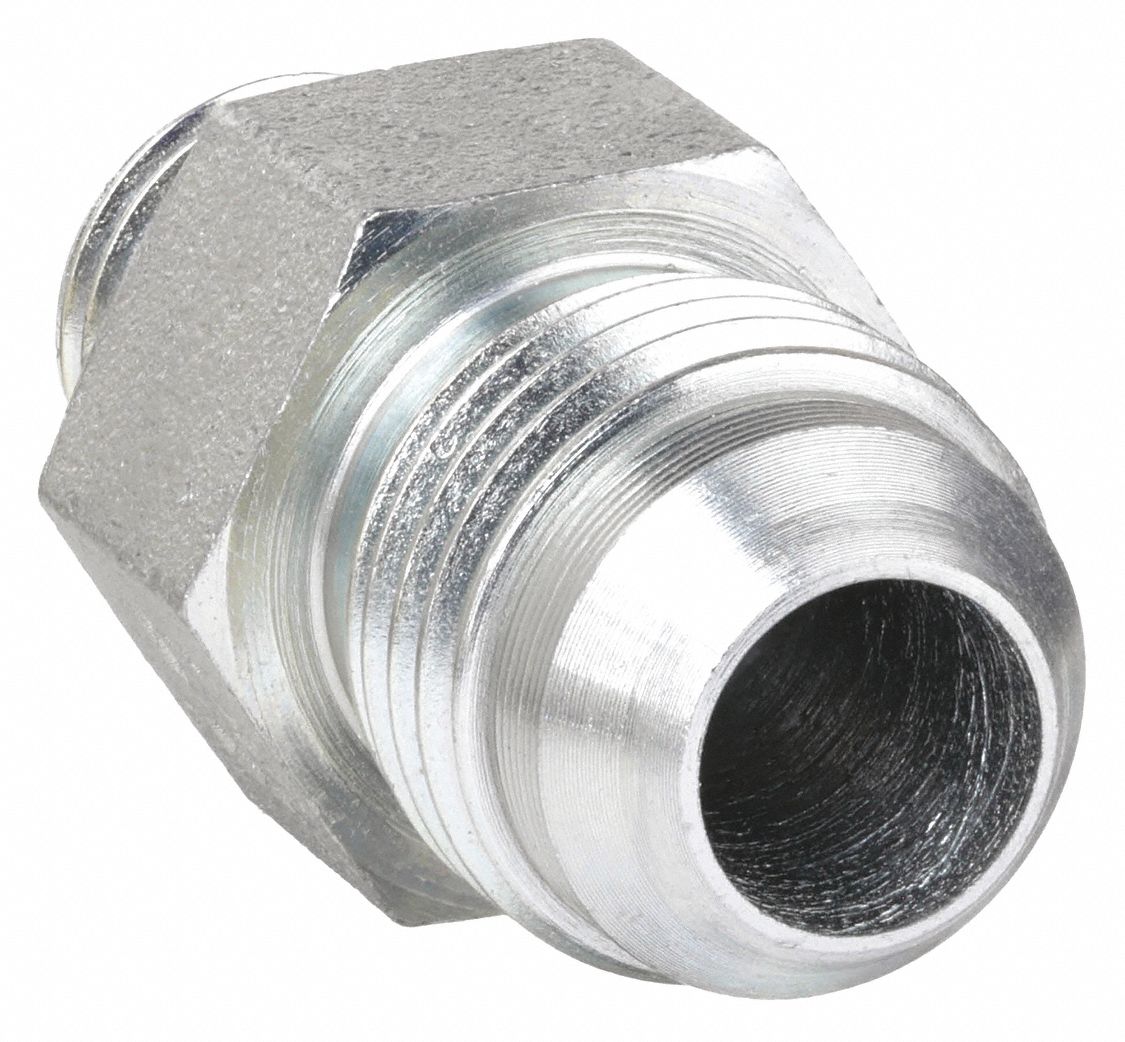 Hydraulic Hose Adapter: 1 in x 1 in Fitting Size, Male x Male, ORB x JIC,  Rigid, Straight