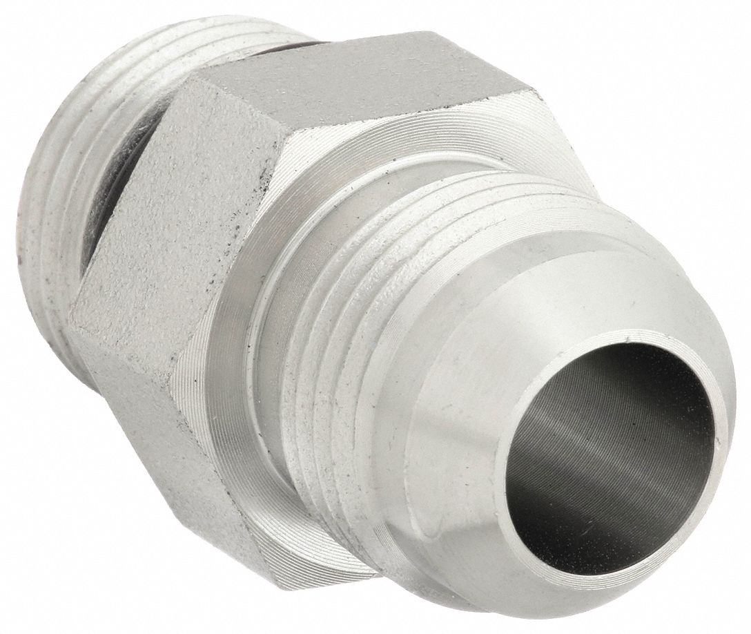 Hydraulic Hose Adapter: 5/8 in x 5/8 in Fitting Size, Male x Male, ORB x JIC, Rigid, Straight