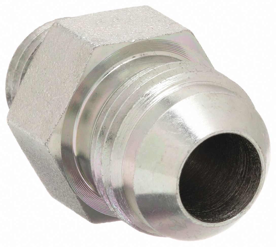 Hydraulic Hose Adapter: 3/8 in x 1/2 in Fitting Size, Male x Male, ORB x JIC, Rigid, Straight