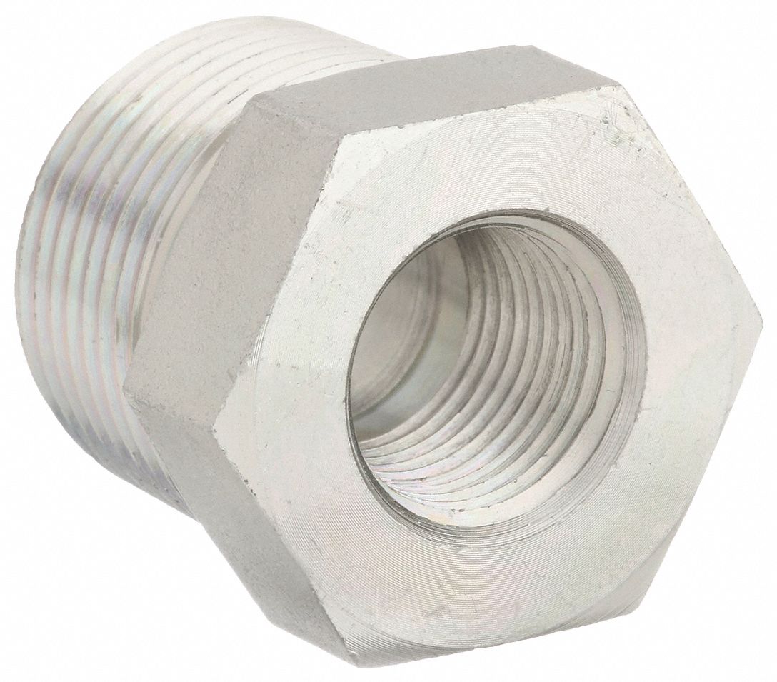 Hydraulic Hose Adapter: 3/4 in x 3/8 in Fitting Size, Male x Female, NPTF x NPTF, Rigid, Straight