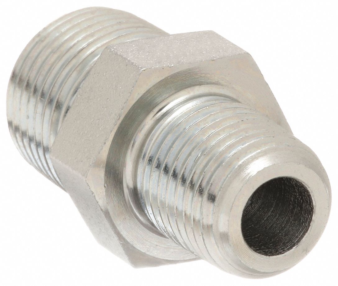 HYDRAULIC HOSE ADAPTER, ⅜ X &frac14; IN FITTING, MALE X MALE, NPTF X NPTF, RIGID, STRAIGHT