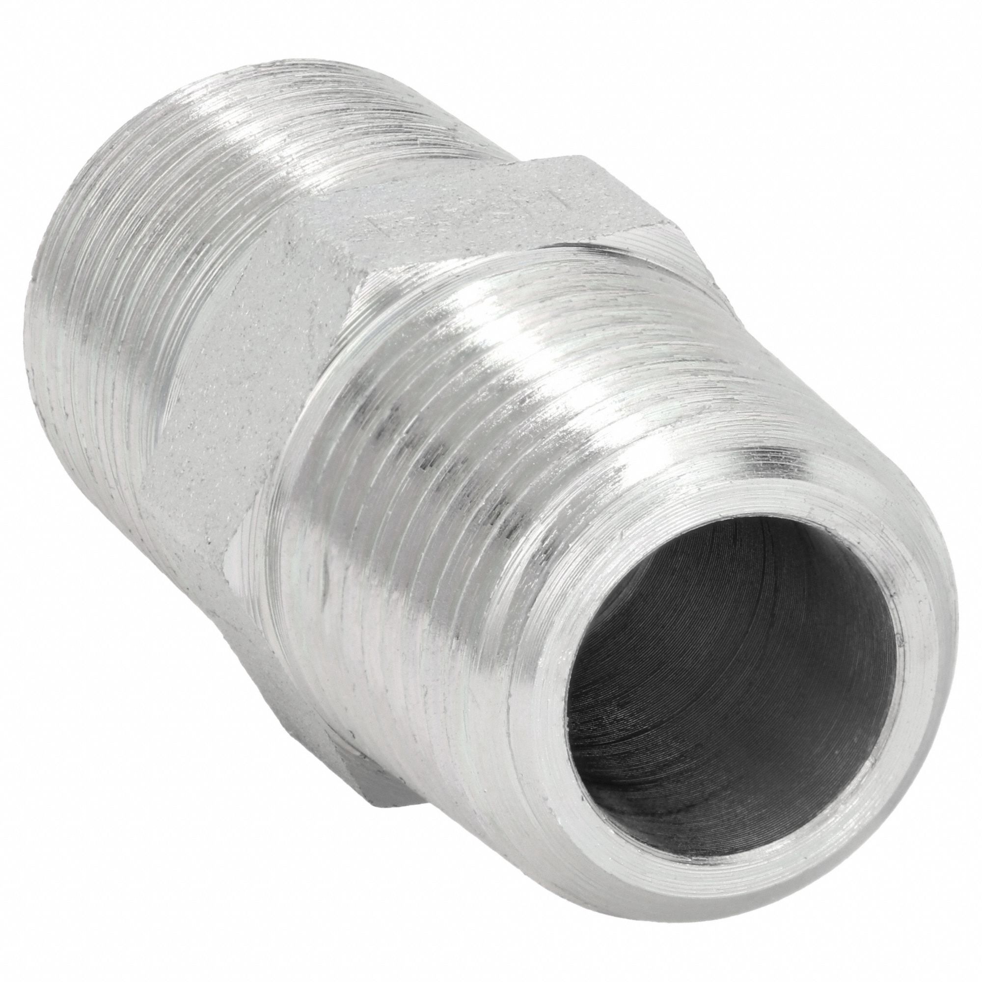 Hydraulic Hose Adapter: 1 1/2 in x 1 1/2 in Fitting Size, Male x Male, NPTF x NPTF, Rigid, Straight