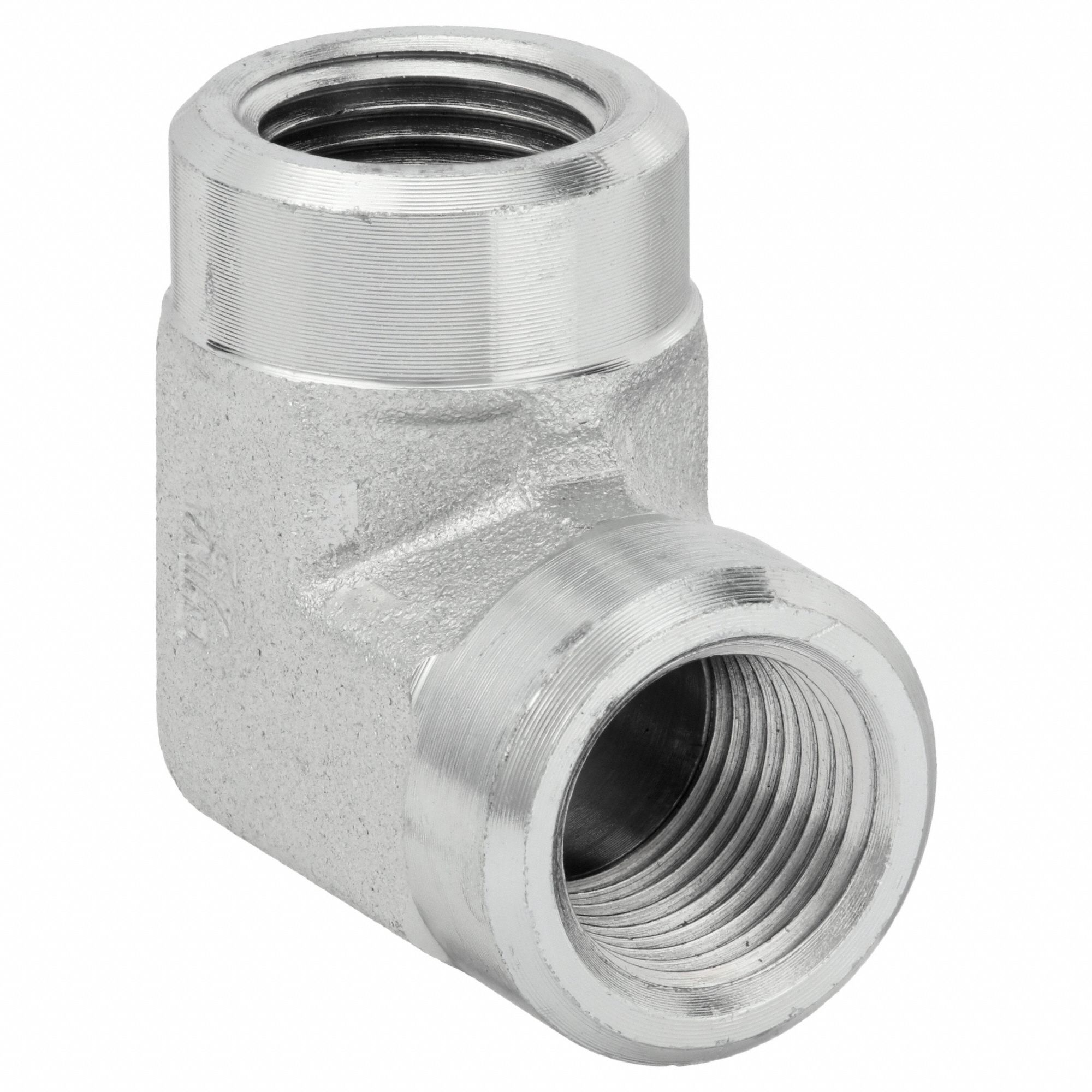 Hydraulic Hose Adapter: 1/2 in x 1/2 in Fitting Size, Female x Female, NPTF x NPTF, Rigid, 90° Elbow