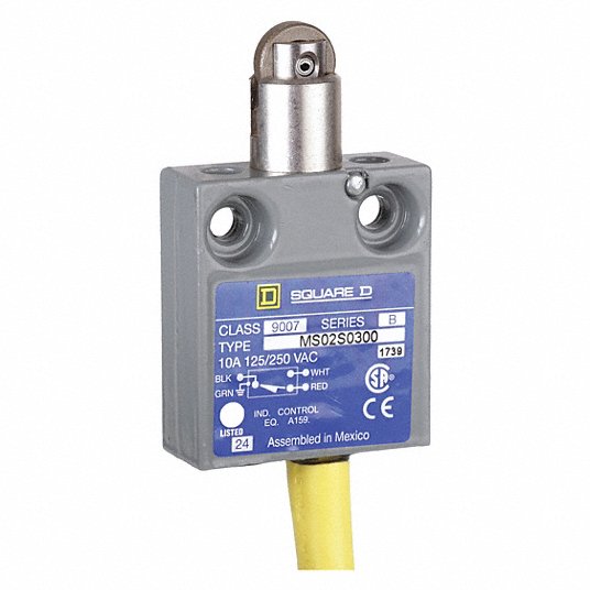 SQUARE D General Purpose Limit Switch: SPDT, 10A @ 300V, 5A @ 300V,  Horizontal, Top, Surface