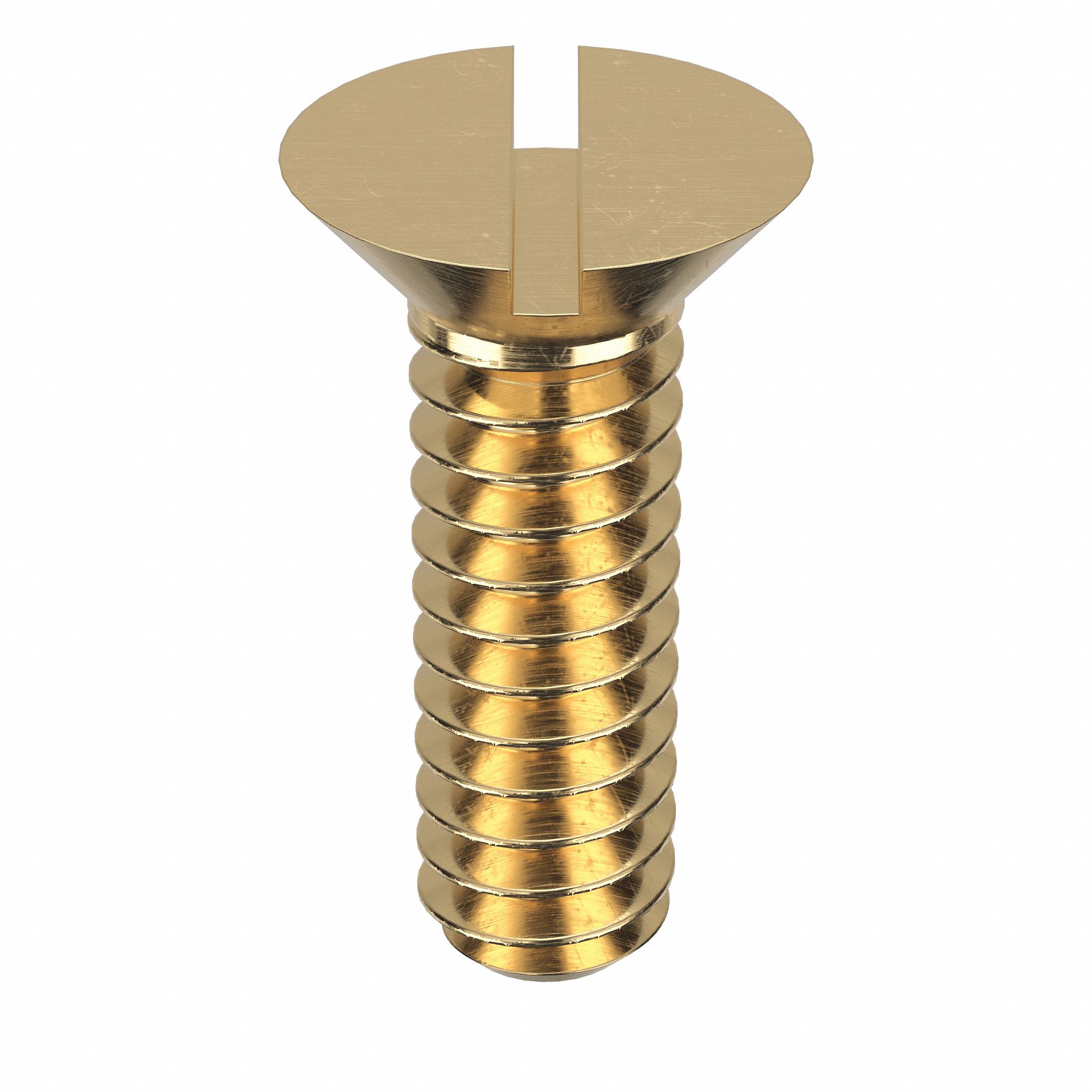 Machine Screw: #4-40 Thread Size, 3/8 in Lg, Brass, Plain, Flat, Slotted, Machine Screw, 100 PK