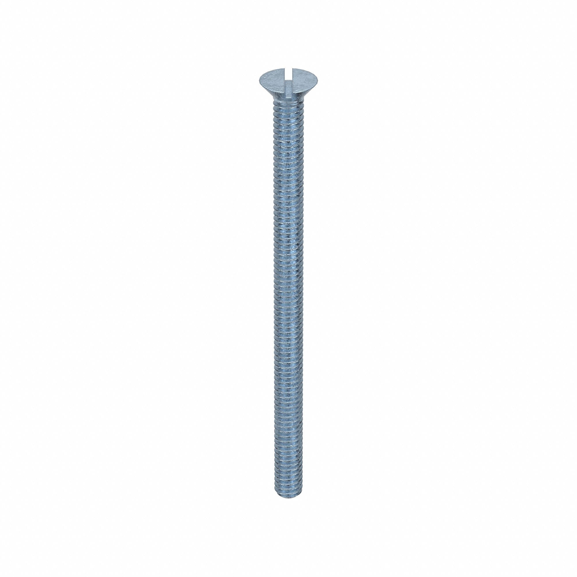 Machine Screw: #5-40 Thread Size, 2 in Lg, Steel, Zinc-Plated, Flat, Slotted, Machine Screw, 100 PK