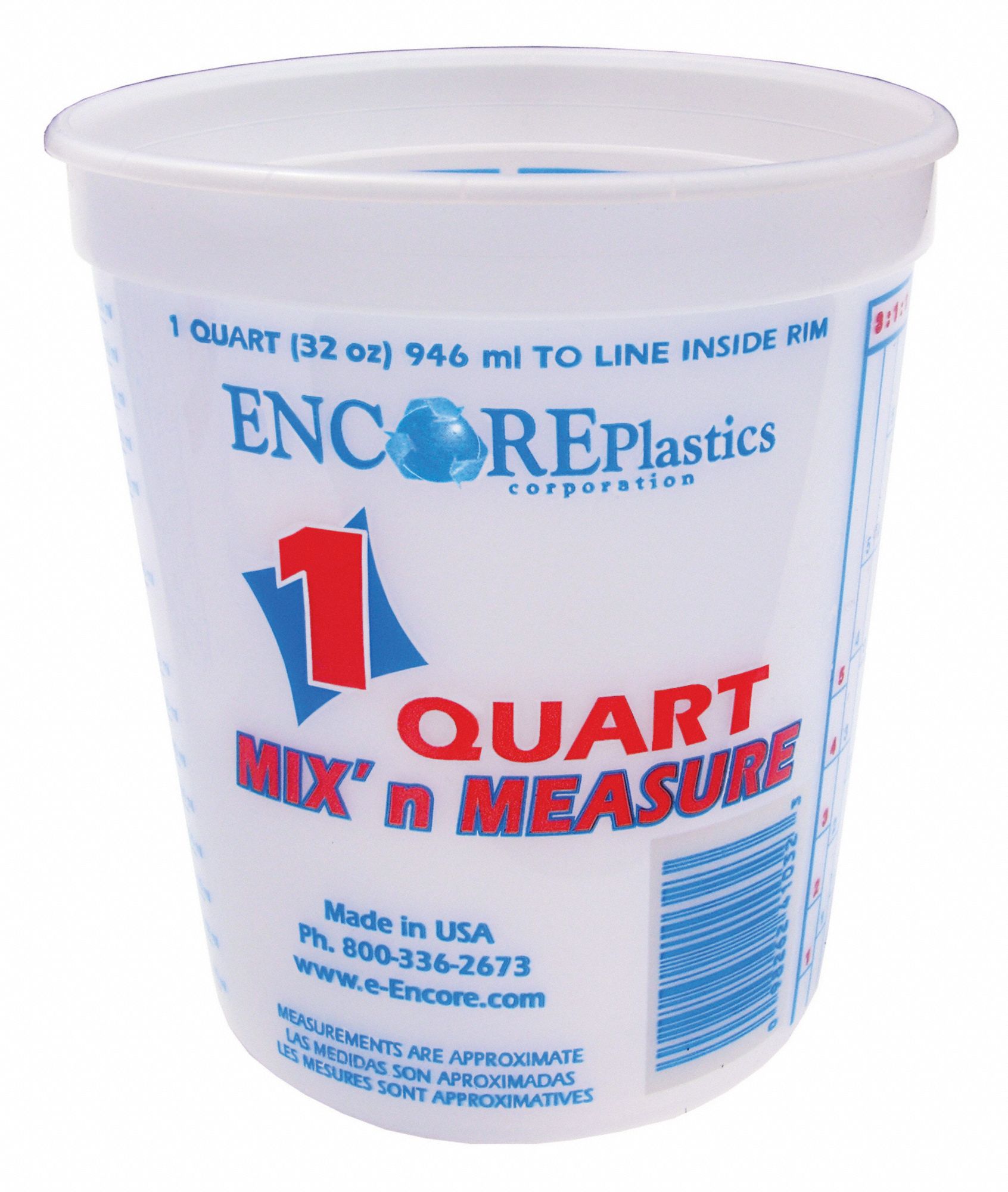 ENCORE PLASTICS Paint Mix and Measure Container 1 qt Capacity, 5 1/4