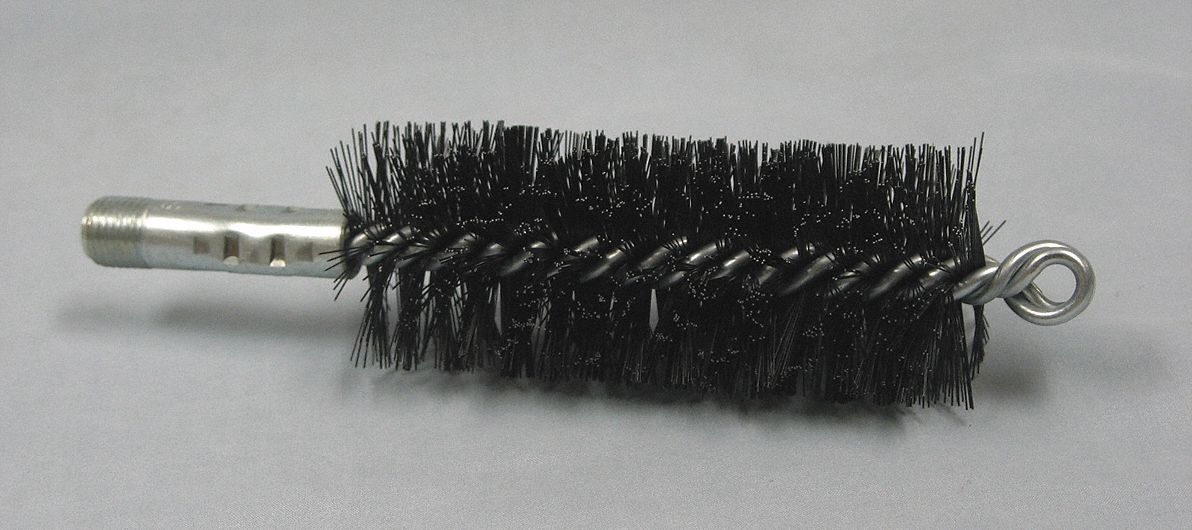 FLUE BRUSH, ¼ IN MALE THREADED CONNECTION, 1¾ IN DIAMETER, 4½ IN BRUSH L, TEMPERED STEEL