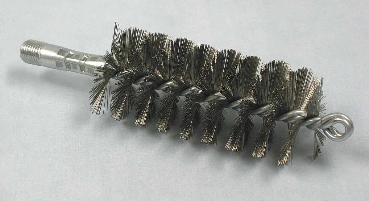 FLUE BRUSH, ¼ IN MALE THREADED CONNECTION, 2 IN DIAMETER, 4½ IN BRUSH L, STAINLESS STEEL