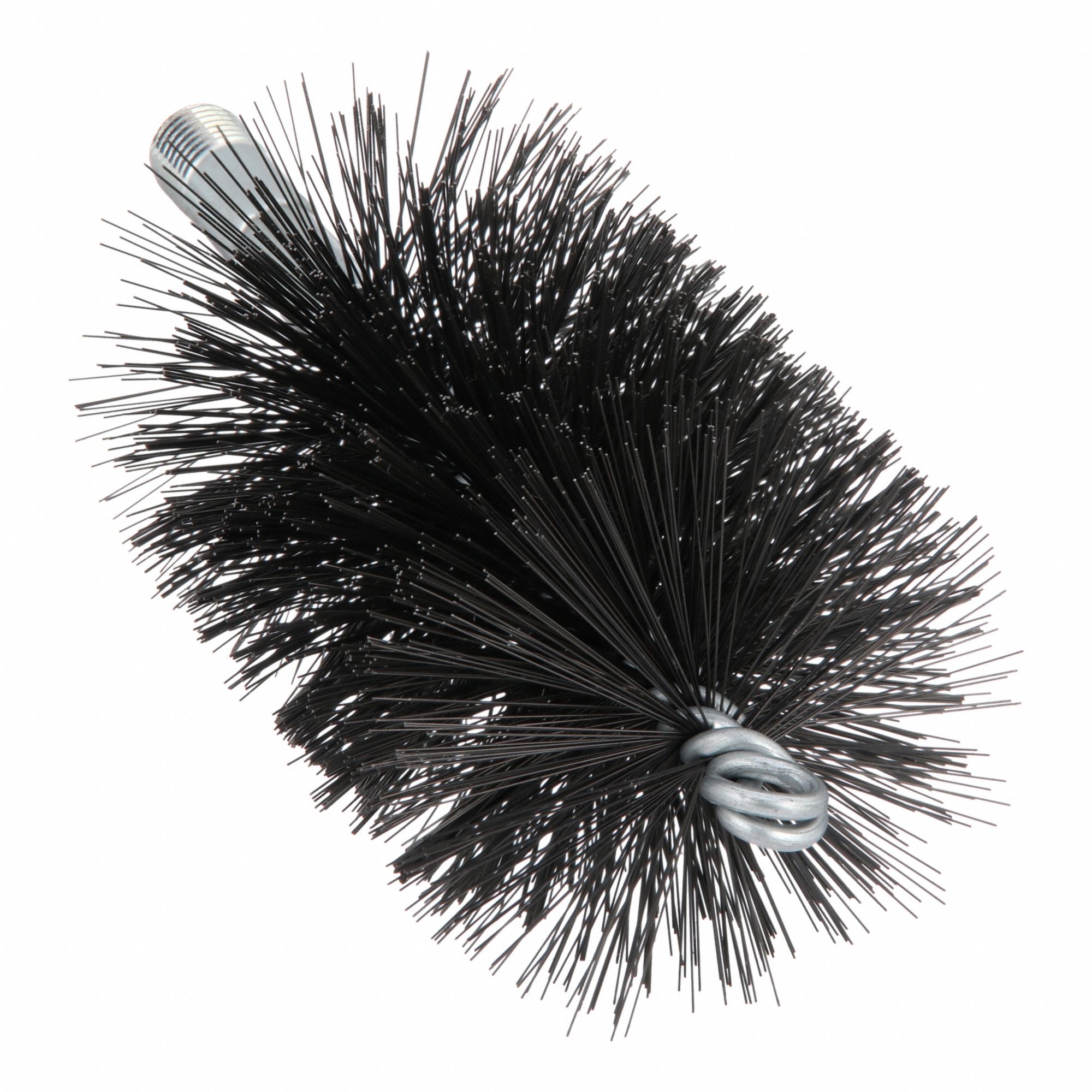 Flue Brush: 1/4"-28 Male, 3 in Overall Dia, 4 1/2 in Brush Lg, Double Spiral, Double Stem, Steel