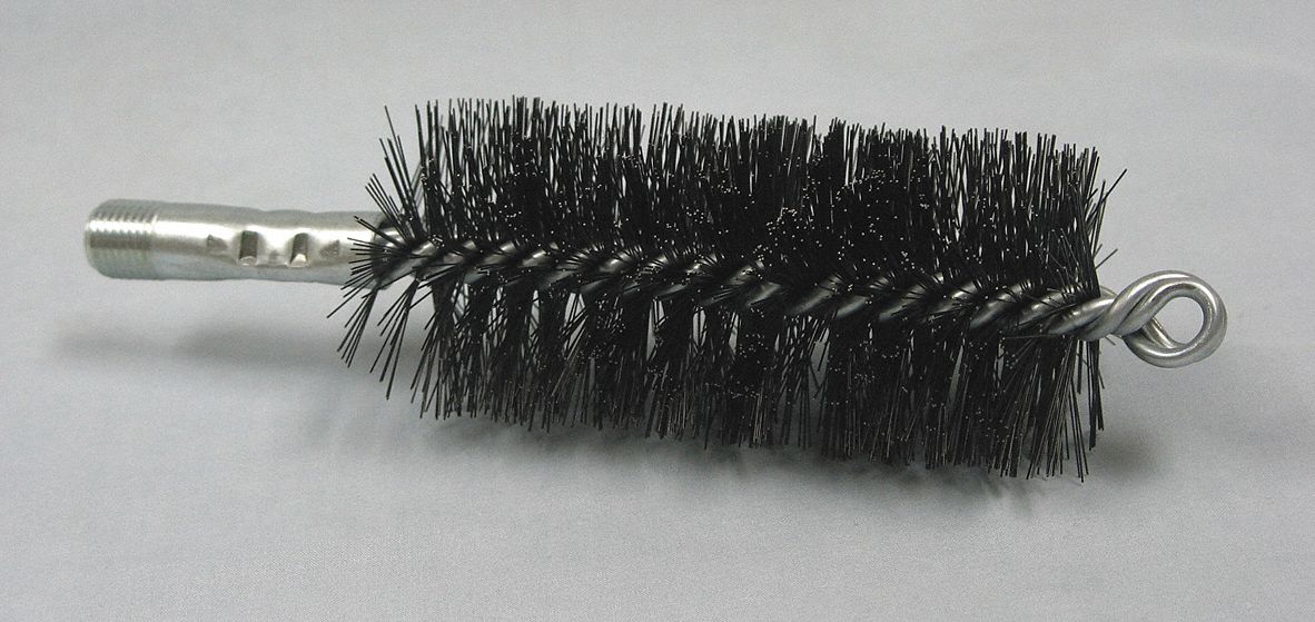 FLUE BRUSH, ¼ IN MALE THREADED CONNECTION, 2 IN DIAMETER, 4½ IN BRUSH L, TEMPERED STEEL