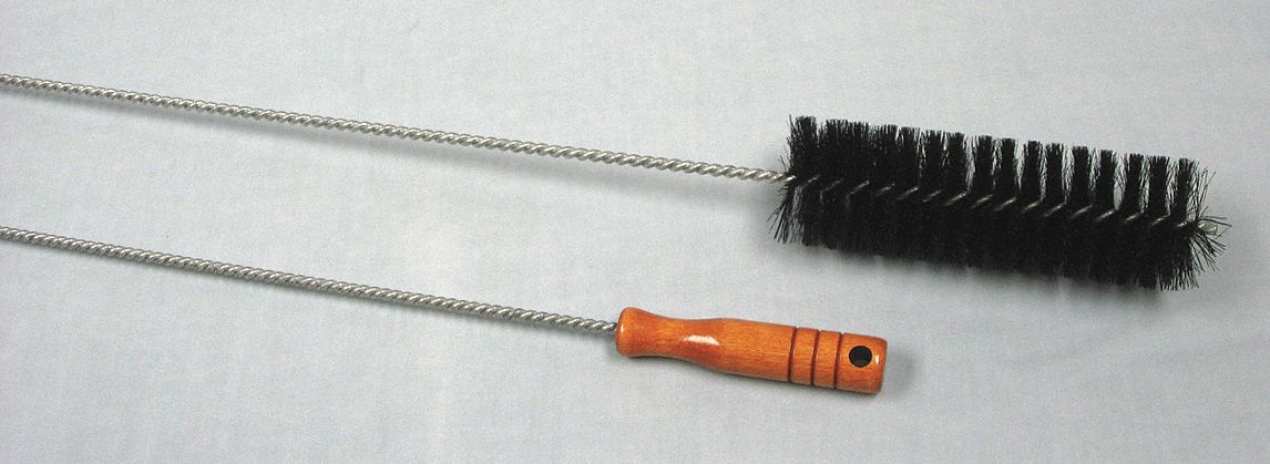 FURNACE BRUSH, 2⅛ IN DIA, GREY TAMPICO BRISTEELE, SINGLE SPIRAL, SINGLE STEM, 7 IN BRUSH L