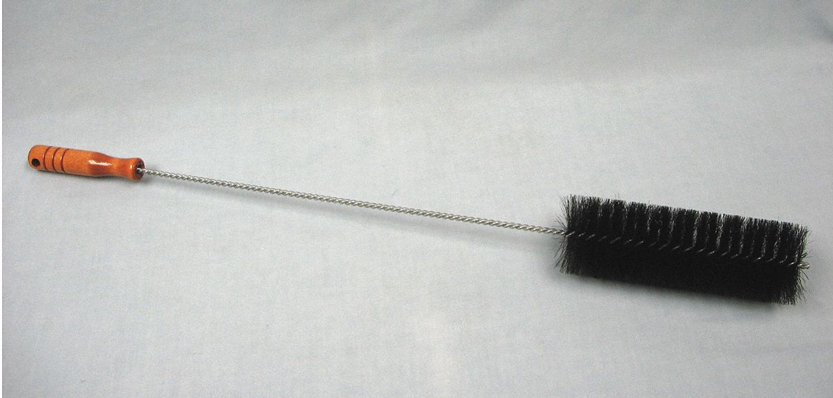 RADIATOR BRUSH, 2½ IN DIA, HORSEHAIR BRISTEELE, SINGLE SPIRAL, SINGLE STEM, 7 IN BRUSH L