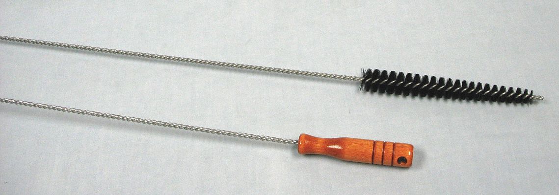 FURNACE BRUSH, NATURAL FIBRE BRISTEELE, SINGLE SPIRAL, SINGLE STEM, 7 IN BRUSH L, WOOD HANDLE