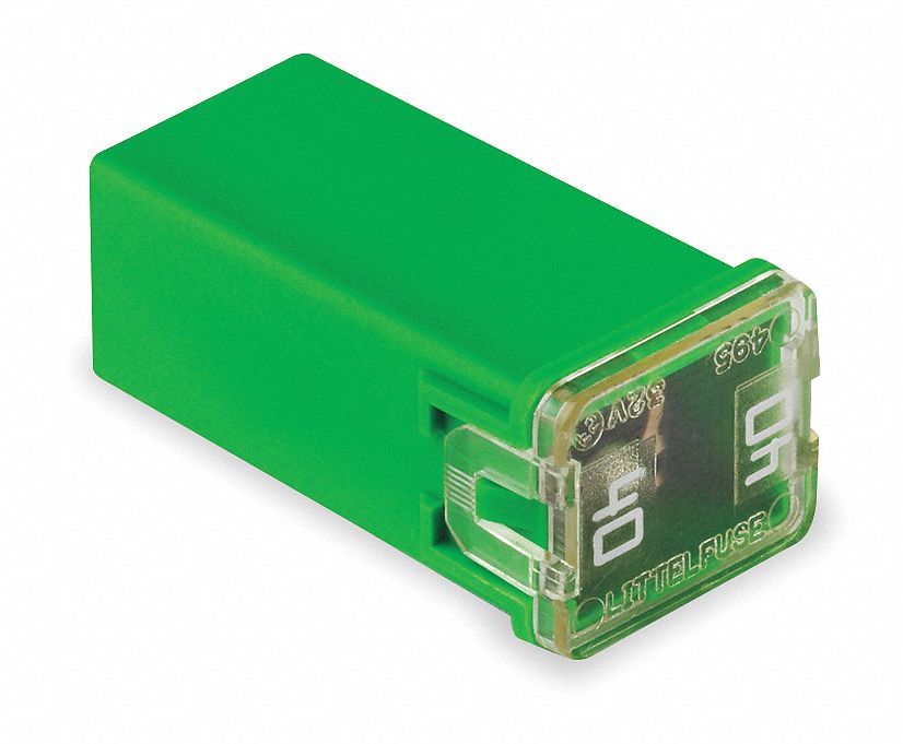 Automotive Fuse: JCAS Series, Green, Female, Cartridge, Time-Delay, 40 A, 32 V DC