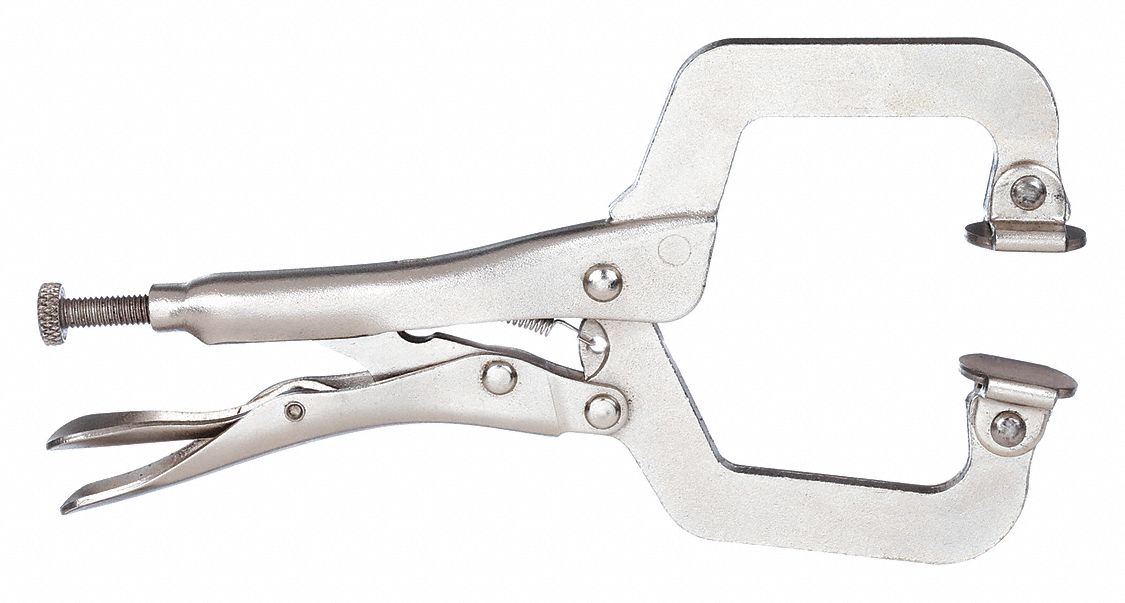 LOCKING C-CLAMP, SWIVEL, 2 IN MAX JAW OPENING, 1 1/8 IN THROAT D, 500 LB CLAMPING FOR CE