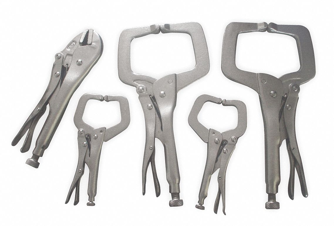 WESTWARD Locking Clamp Set 3 3/8 in Max. Opening, 5 1/2 in Throat Dp