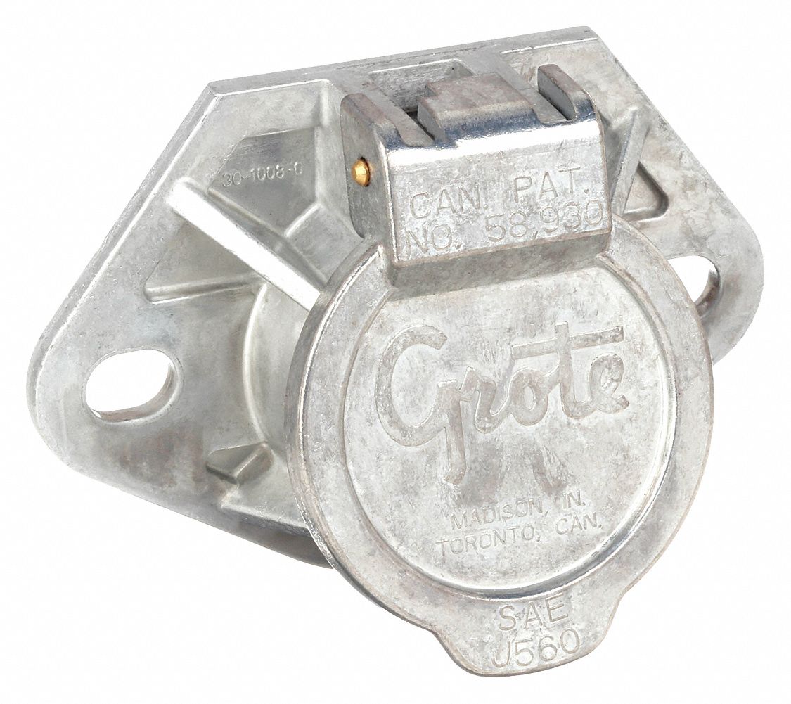 TRAILER RECEPTACLE, SOLID BRASS PINS, 3 15/16 IN DIAMETER