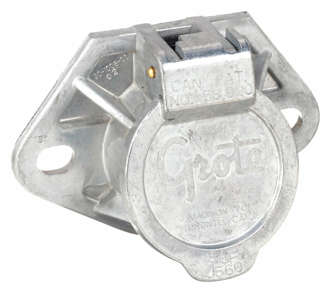 TRAILER RECEPTACLE, SOLID BRASS PINS, 3 15/16 IN DIAMETER, J2222/J560B