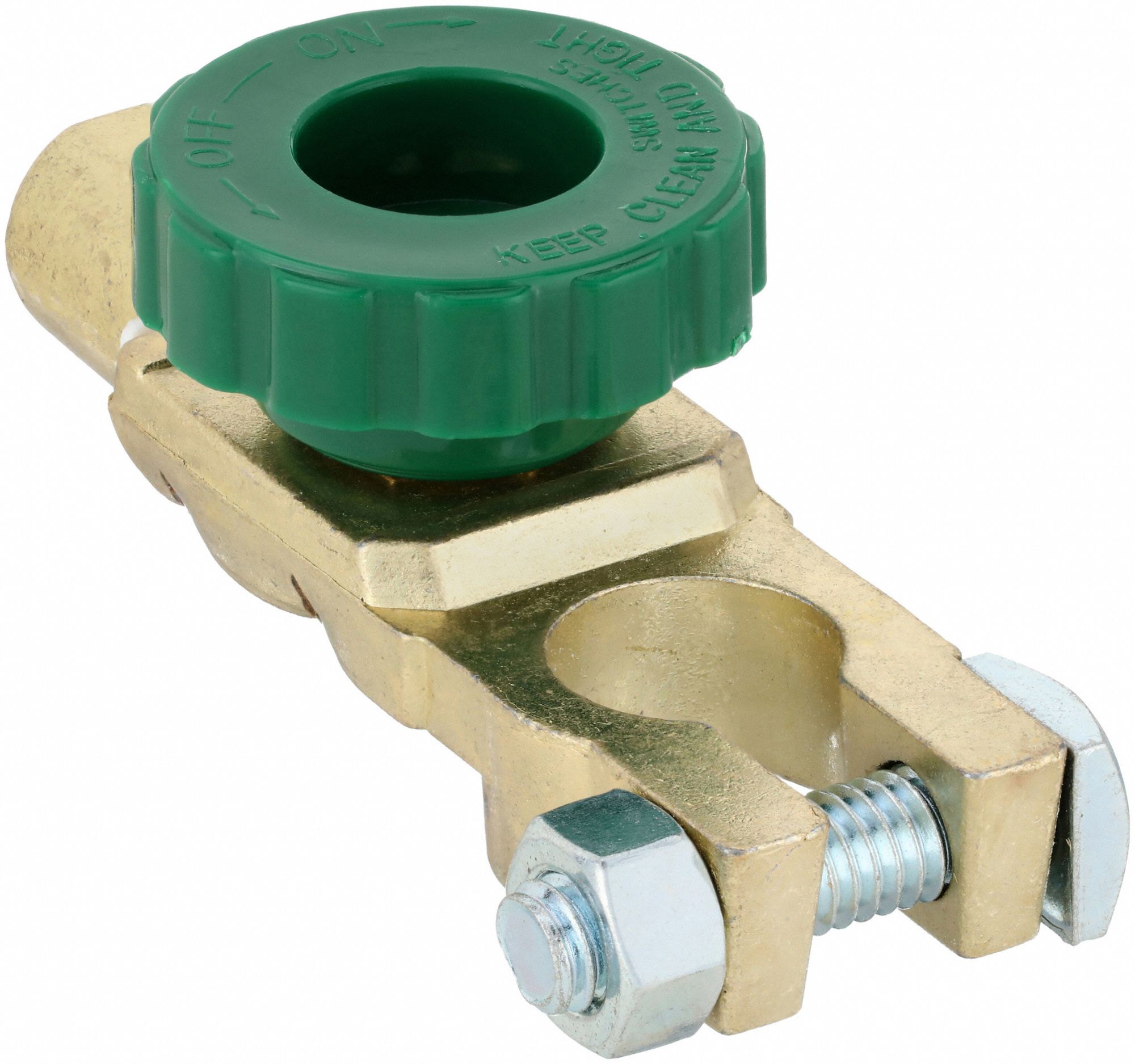 BATTERY TERMINAL, STRAIGHT, TOP POST, GOLD COLOUR, NEGATIVE, BRASS/COPPER