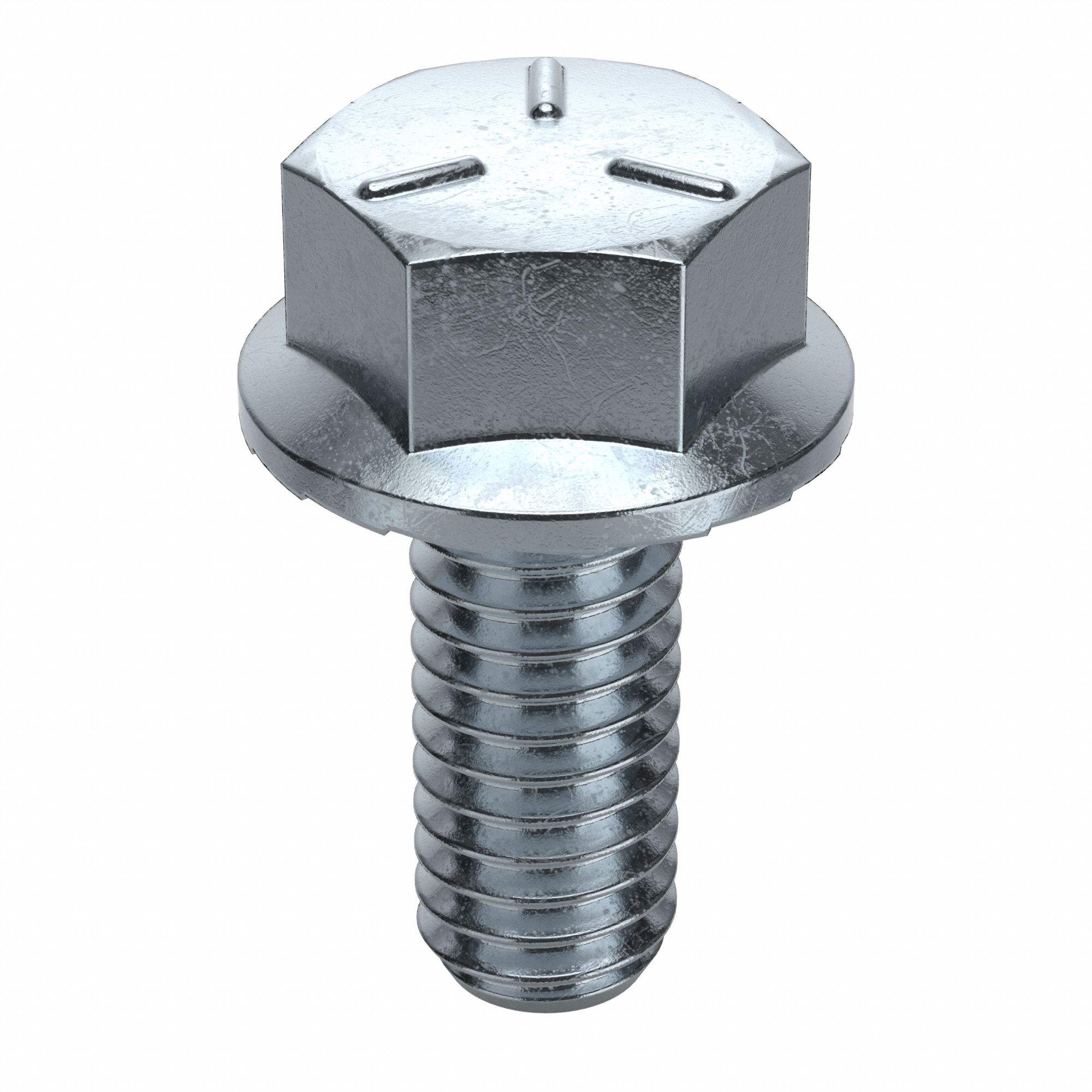 Flange Bolts: Serrated, Steel, Grade 5, Zinc Plated, 1/2 in lg, Fully Threaded, Inch, 100 PK