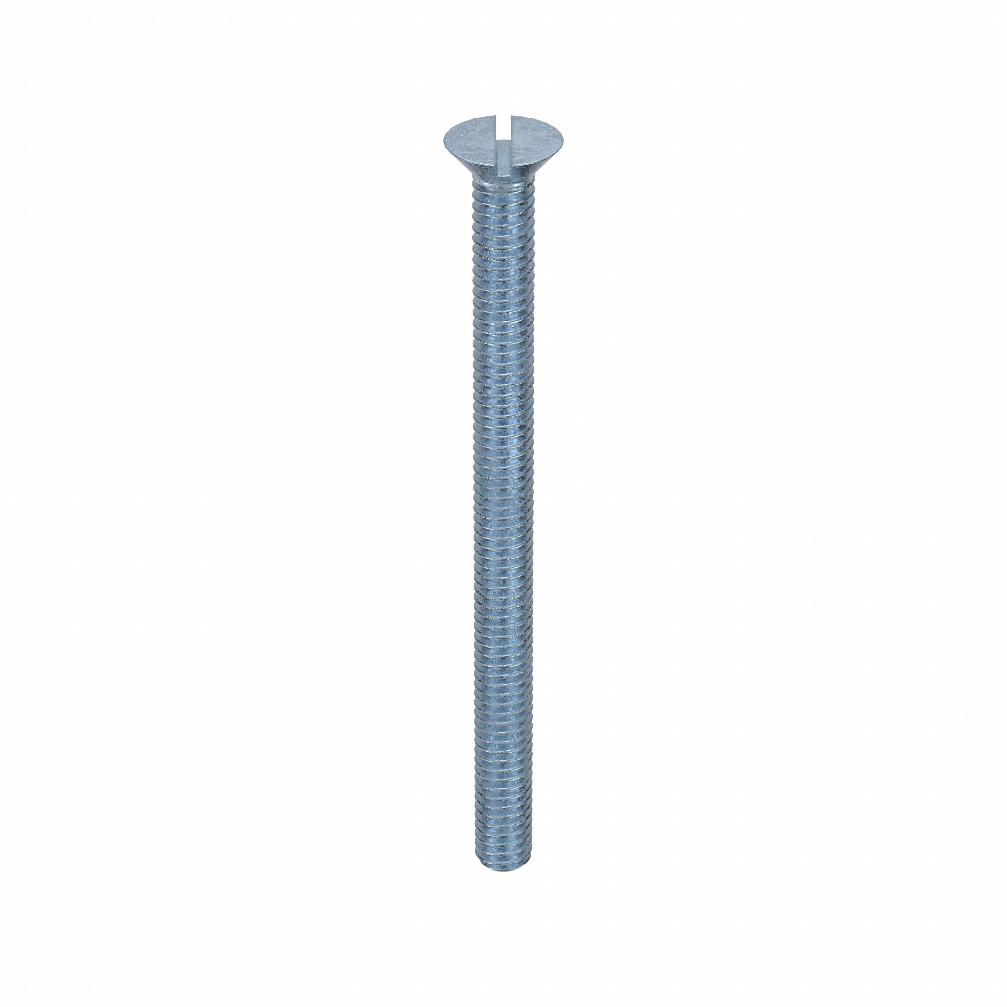 MACHINE SCREW, #8-32 THREAD SIZE, 2¼ IN L, STEEL, ZINC PLATED, FLAT, SLOTTED, INCH, 100 PK