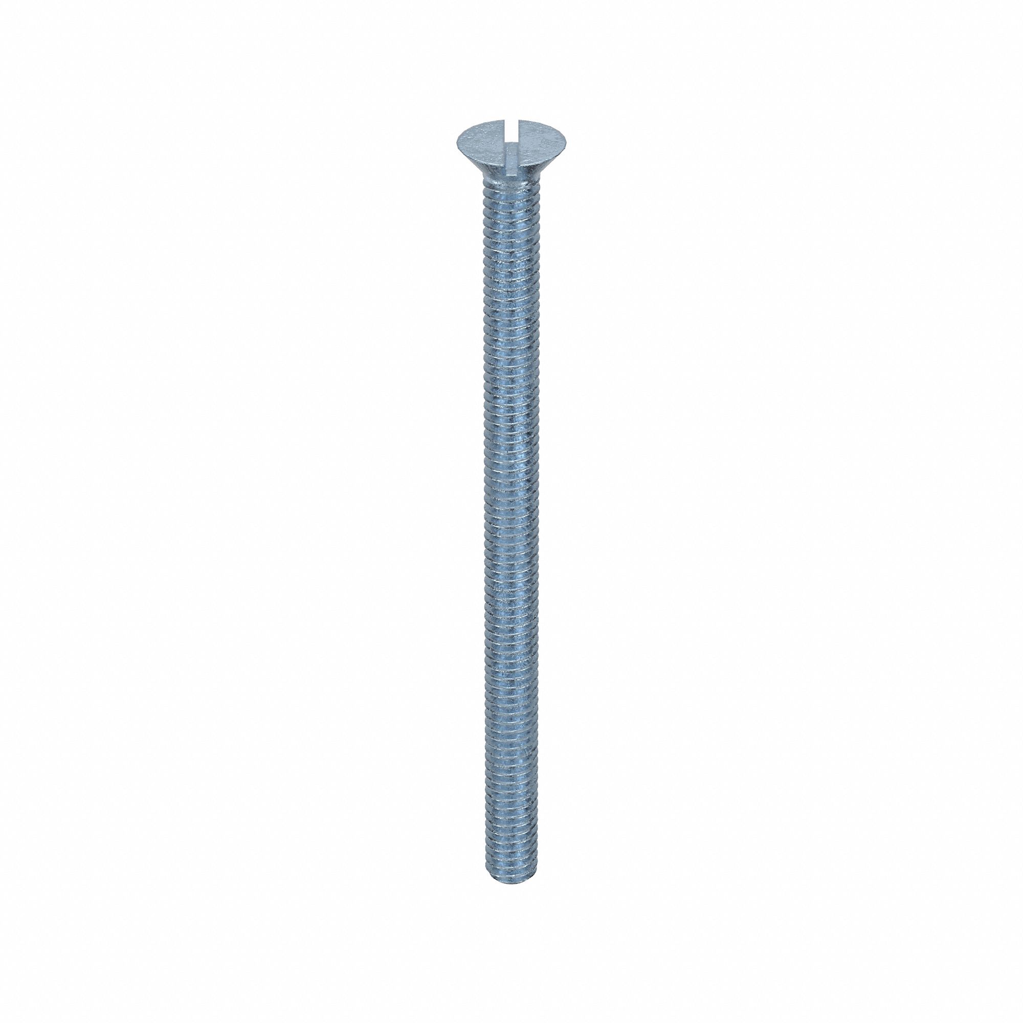 MACHINE SCREW, #8-32 THREAD SIZE, 2½ IN L, STEEL, ZINC PLATED, FLAT, SLOTTED, INCH, 100 PK