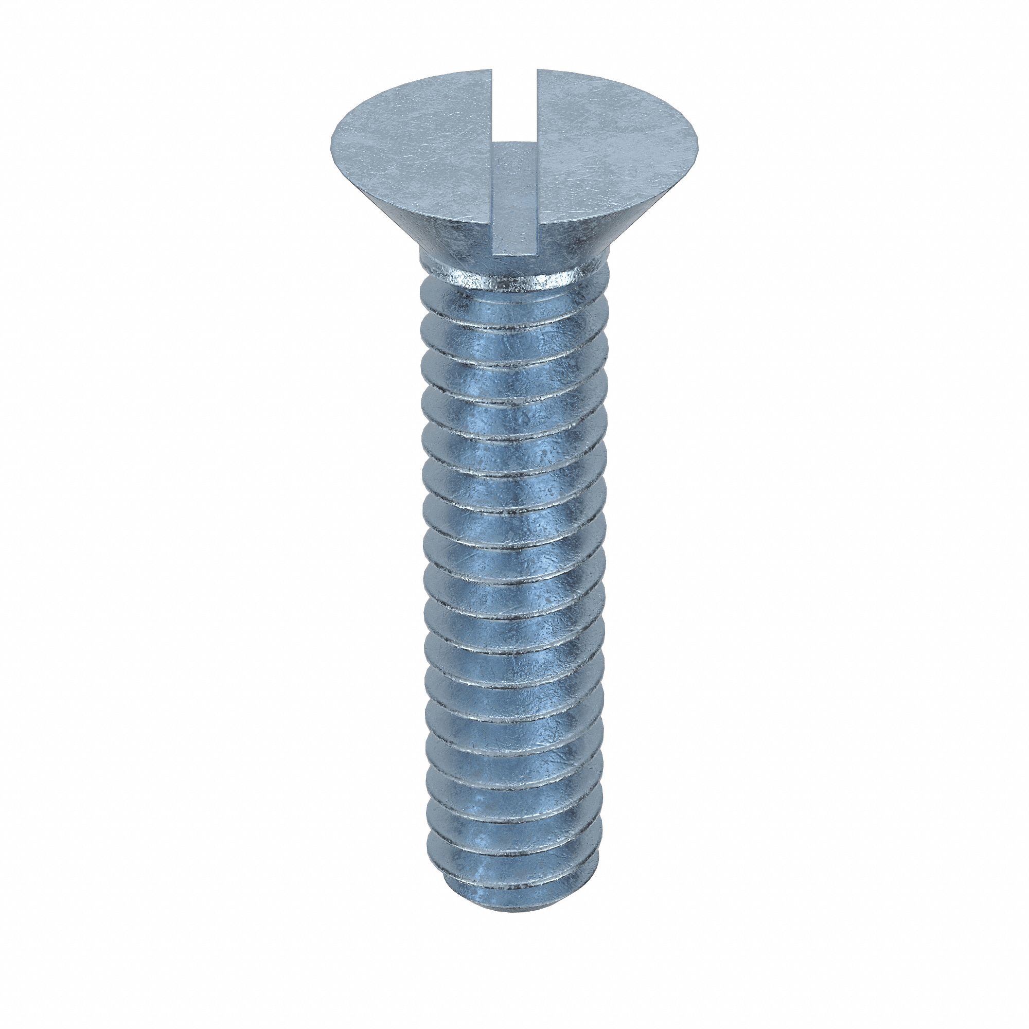 Machine Screw: #10-24 Thread Size, 7/8 in Lg, Steel, Zinc-Plated, Flat, Slotted, 100 PK