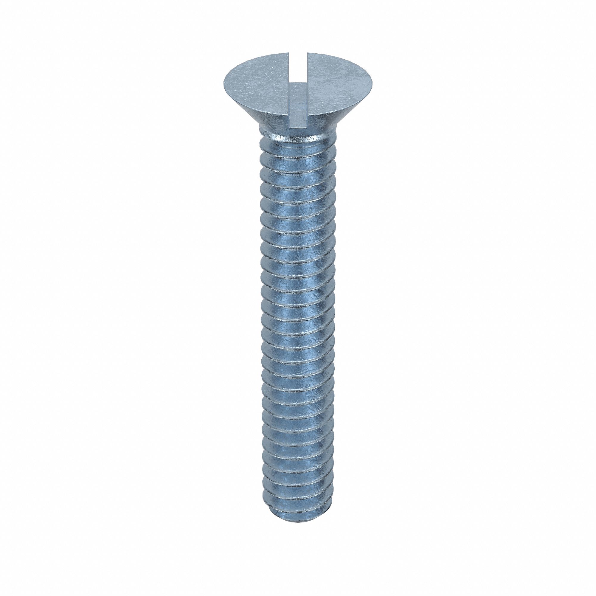 Machine Screw: #10-24 Thread Size, 1 1/4 in Lg, Steel, Zinc-Plated, Flat, Slotted, 100 PK