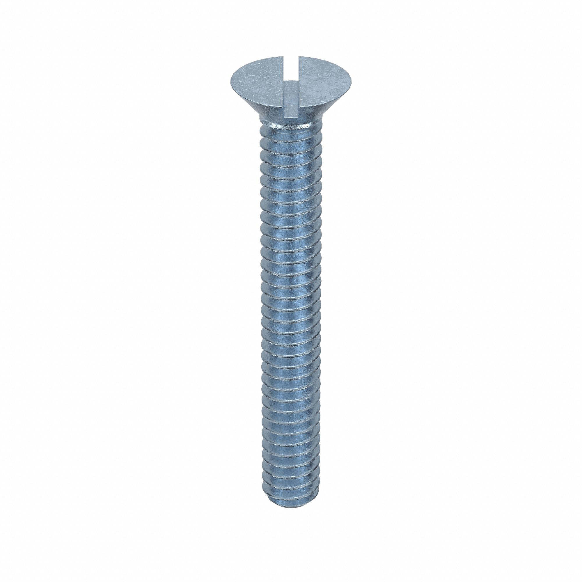 Machine Screw: #10-24 Thread Size, 1 1/2 in Lg, Steel, Zinc-Plated, Flat, Slotted, 100 PK