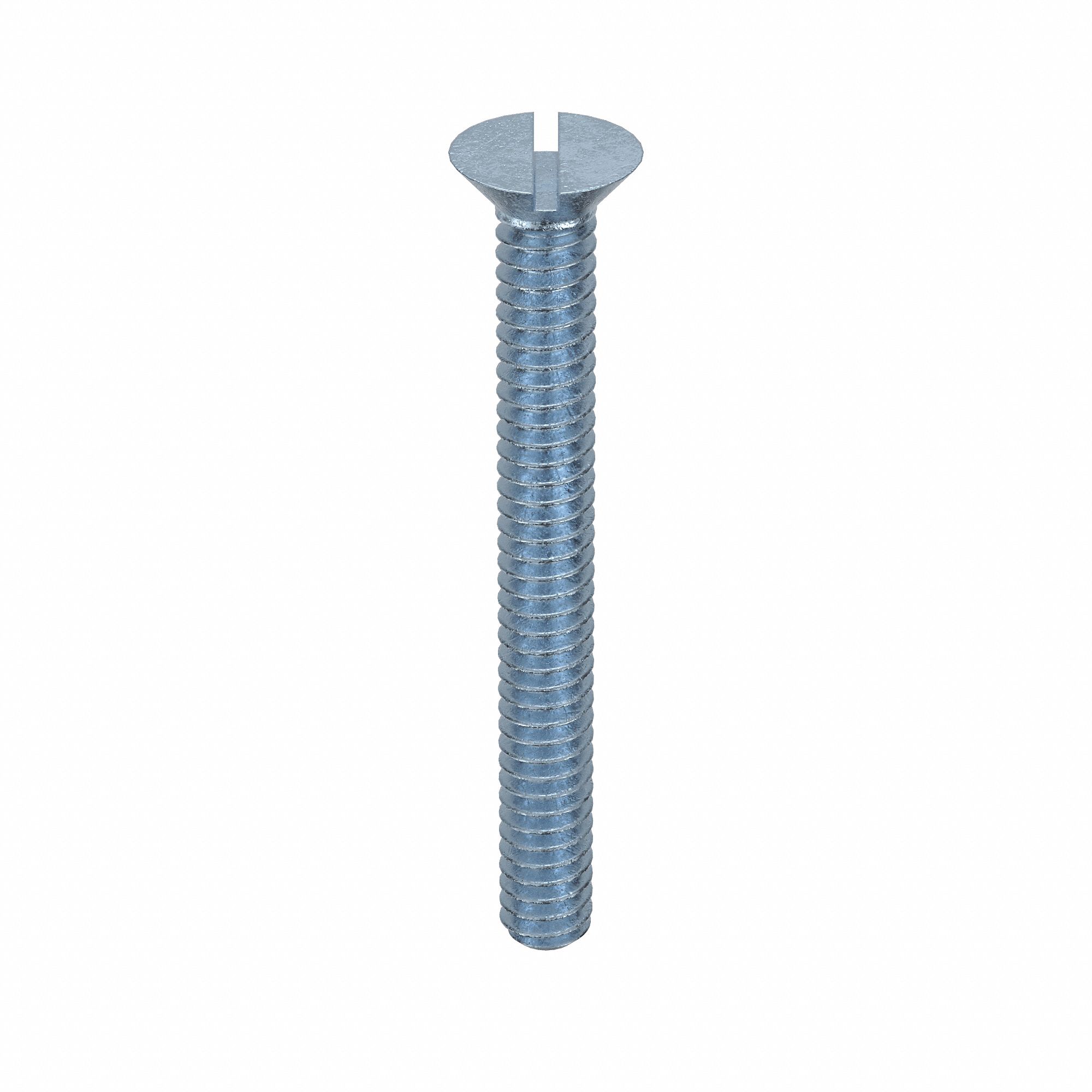 Machine Screw: #10-24 Thread Size, 1 3/4 in Lg, Steel, Zinc-Plated, Flat, Slotted, 100 PK