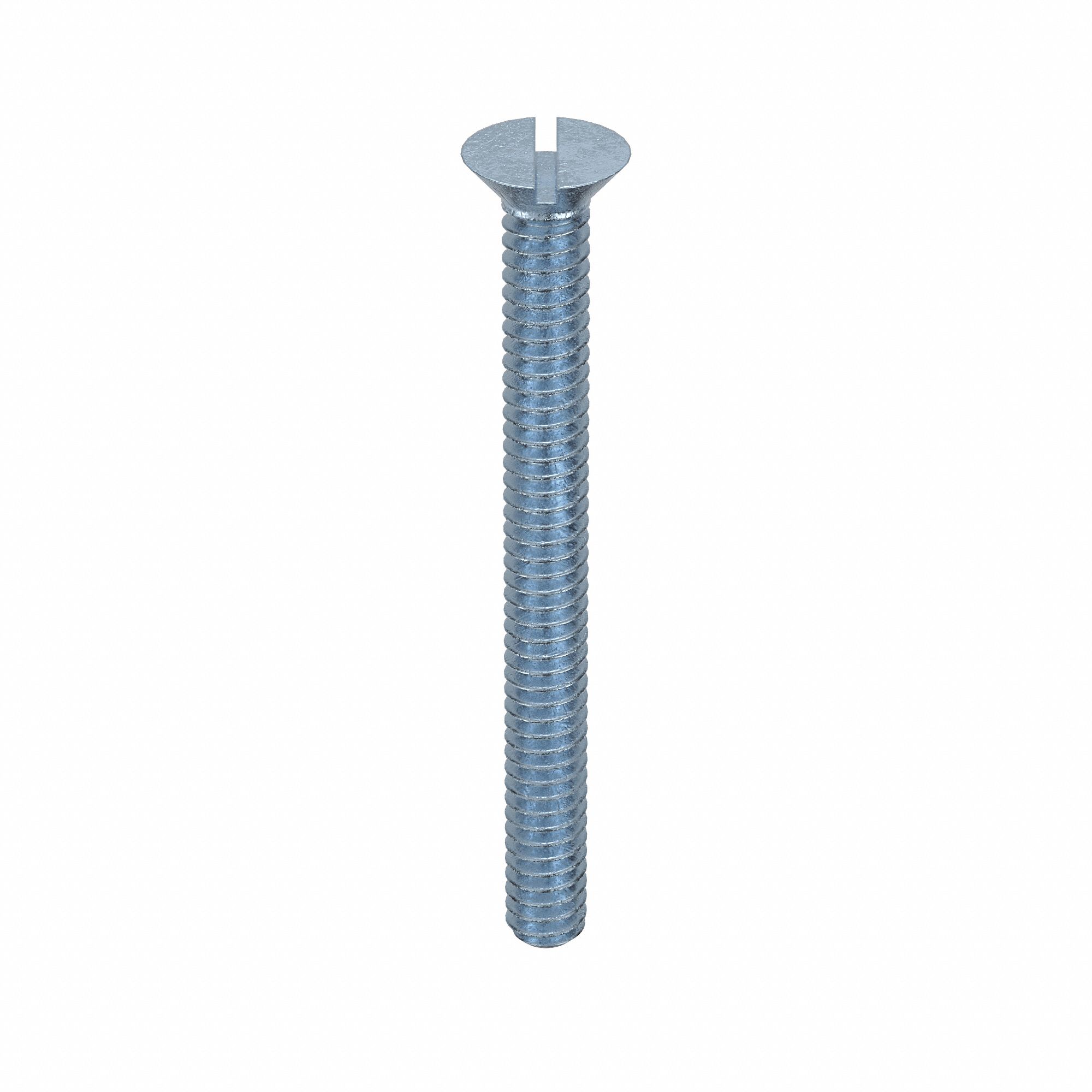 Machine Screw: #10-24 Thread Size, 2 in Lg, Steel, Zinc-Plated, Flat, Slotted, Machine Screw, 100 PK