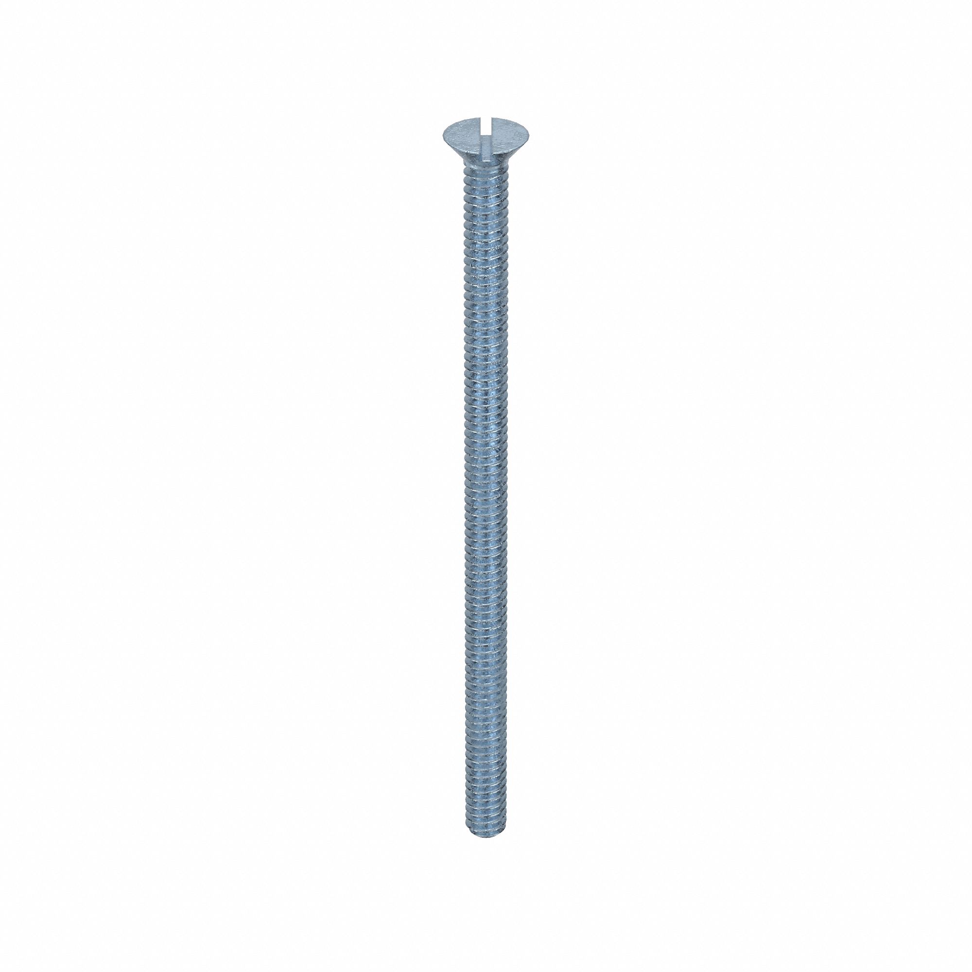 Machine Screw: #10-24 Thread Size, 3 1/2 in Lg, Steel, Zinc-Plated, Flat, Slotted, 100 PK