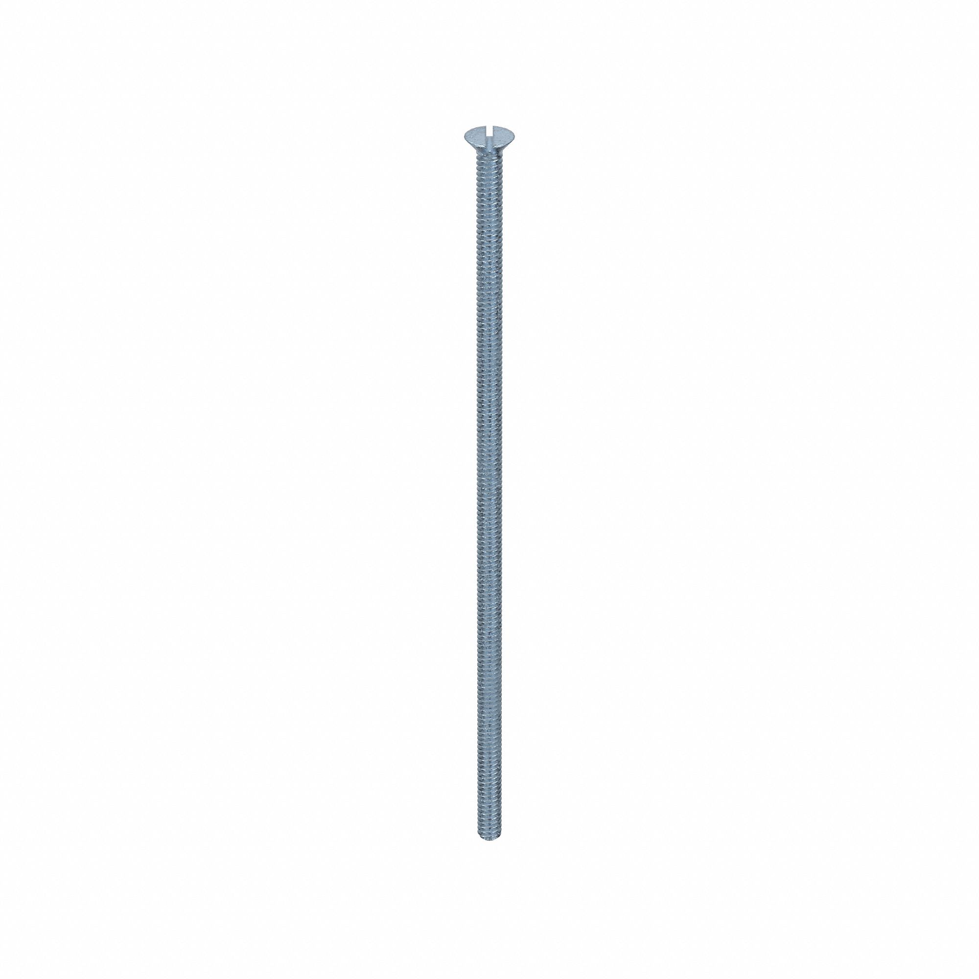 Machine Screw: #10-24 Thread Size, 6 in Lg, Steel, Zinc-Plated, Flat, Slotted, Machine Screw, 100 PK