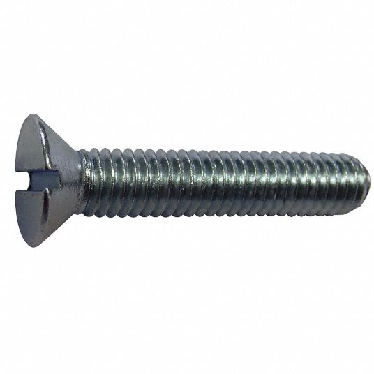 FABORY #8-32 Machine Screw, Flat, Slotted, Carbon Steel, Zinc Plated, 3 ...