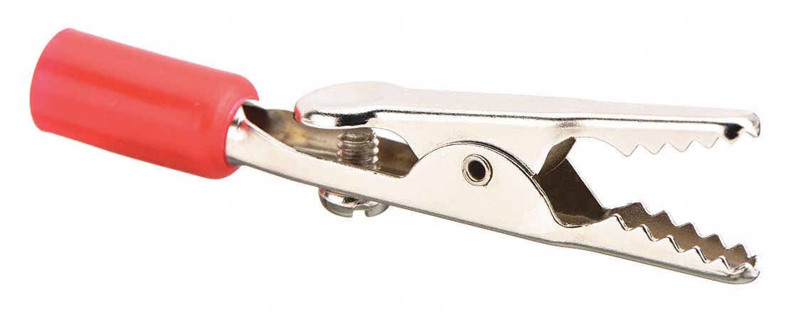 Test Clip: 5 A Max Current, 5/16 in Max Jaw Opening, Red