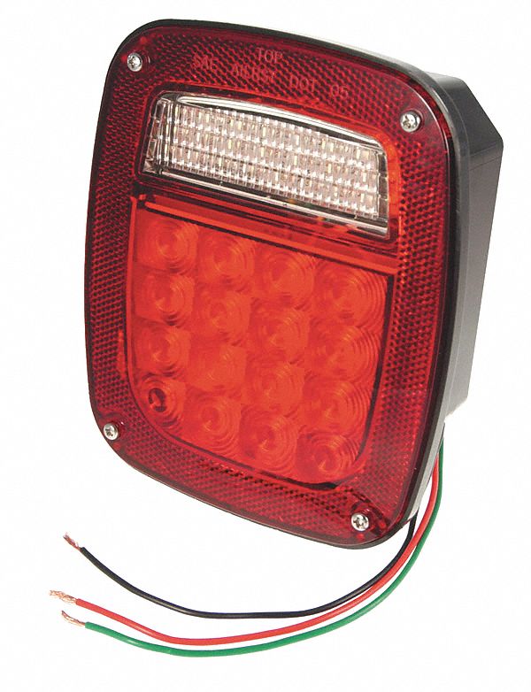 GROTE 5 3/4 in Square Stop/Turn/Tail Light, Red 2FED5G50825 Grainger