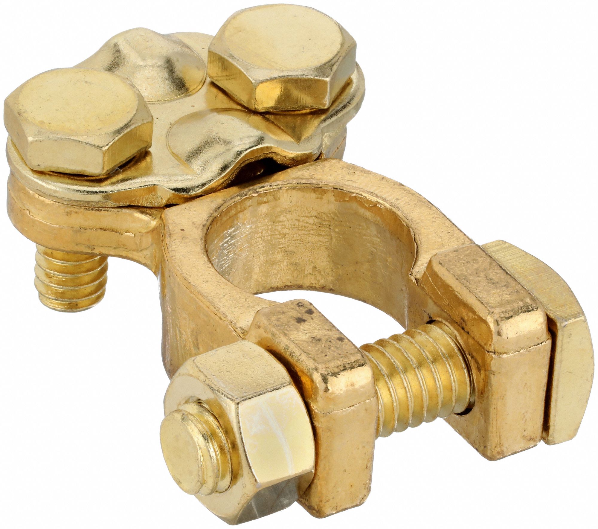 BATTERY TERMINAL, UNIVERSAL, TOP POST, 6 TO 2/0 GA, NEGATIVE/POSITIVE, BRASS