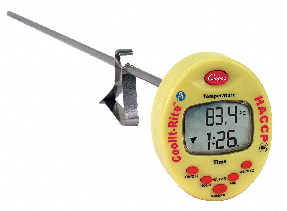 COOPER ATKINS Stem Thermometer, 4° to 302° Temp. Range (F), 20° to