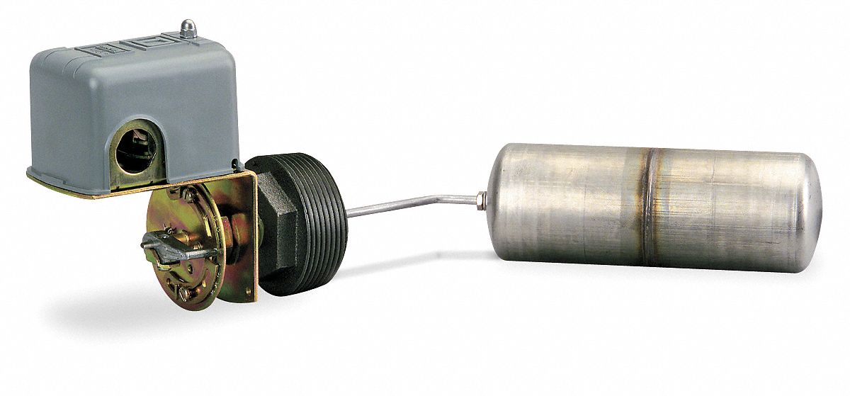 Tank Liquid Level Switch: Left, 90° Float Rod Angle, 4 1/2 in Float Travel,  1, DPST, Close On Rise