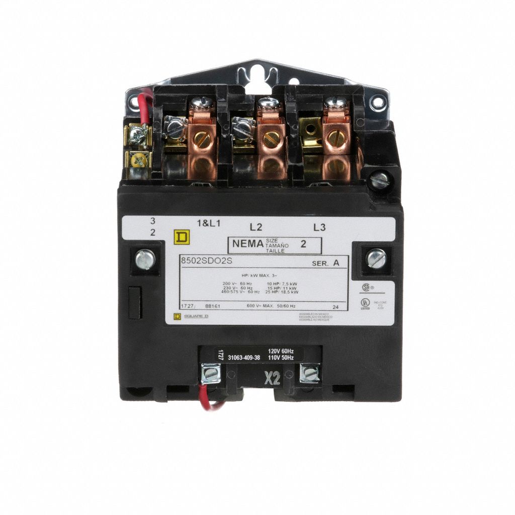 SQUARE D NEMA Contactor 2 NEMA Contactor Size, 45 A Full Load